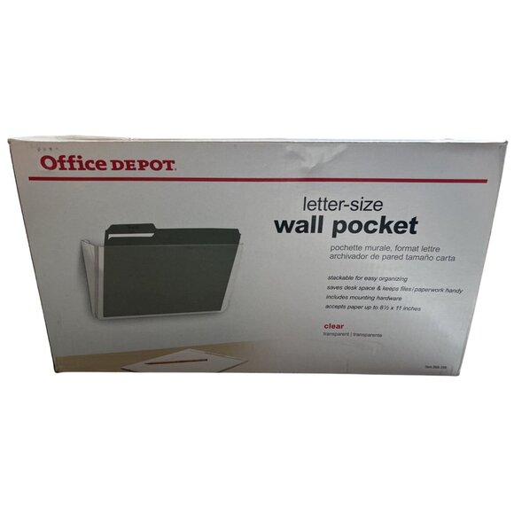 Office Depot Letter-Size Wall Pocket Clear 1 Count Stackable File Holder - Picture 2 of 6